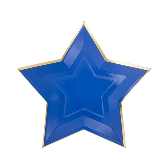 Blue Star Gold Foil Paper Plates - 8 ct.