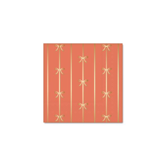 Sunkissed Orange Gold Foil Bow Napkins