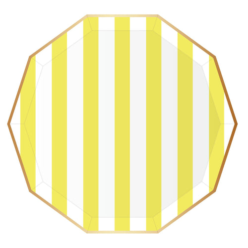 Soleil Yellow Cabana Stripe Plates - 8 ct.