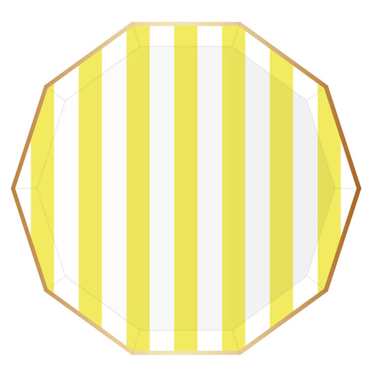 Soleil Yellow Cabana Stripe Plates - 8 ct.