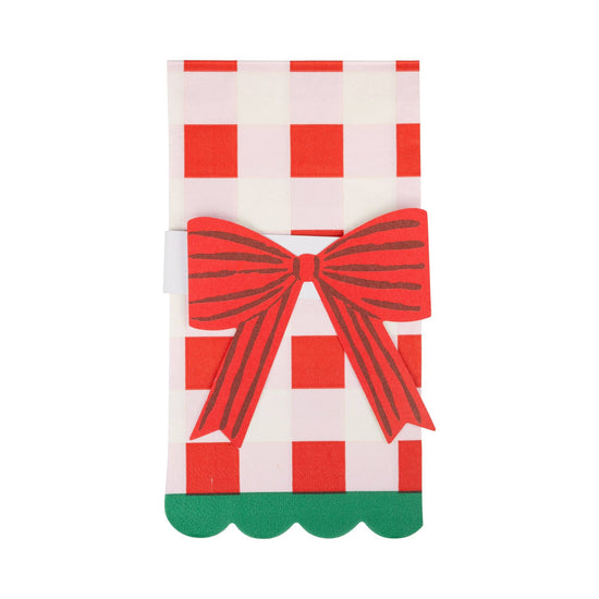 Plaid Napkins with Bow Paper Rings