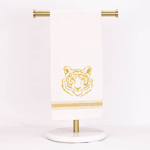 Jacquard Tiger Hand Towel - Cream/Gold