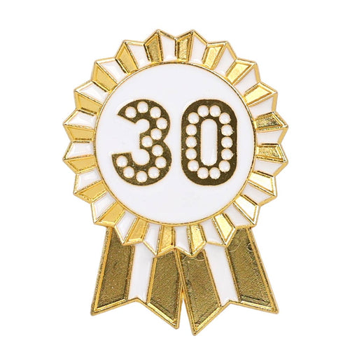 Gold Enamel Milestone Birthday Pin Badge