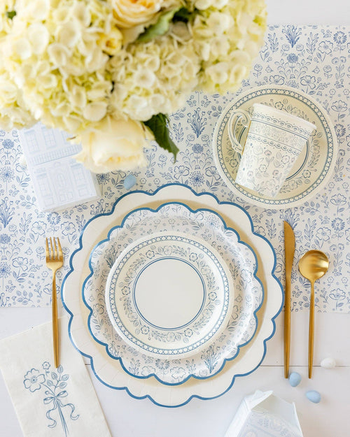 Pembroke Cream with Blue Edge 12" Paper Plates
