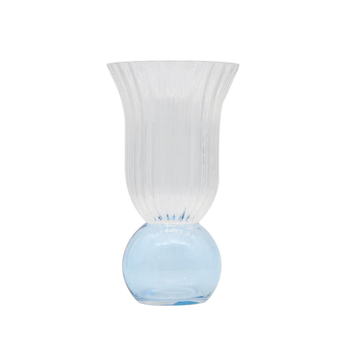 Blue Ball Fluted Glass Vase
