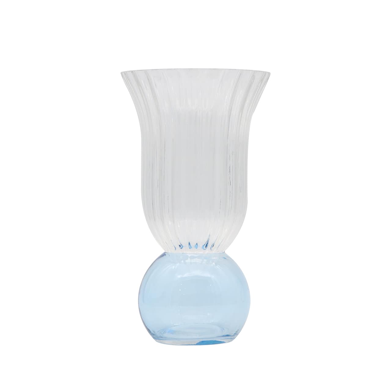 Blue Ball Fluted Glass Vase