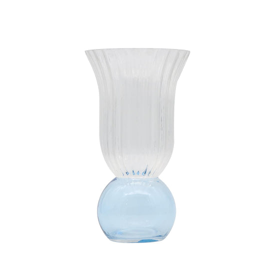 Blue Ball Fluted Glass Vase