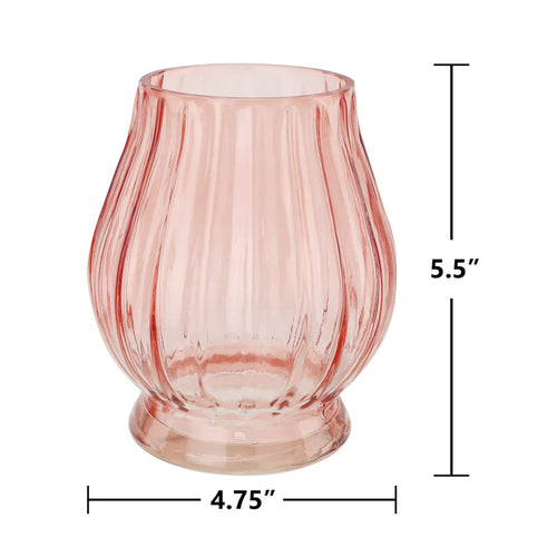 Pink Fluted Glass Vase