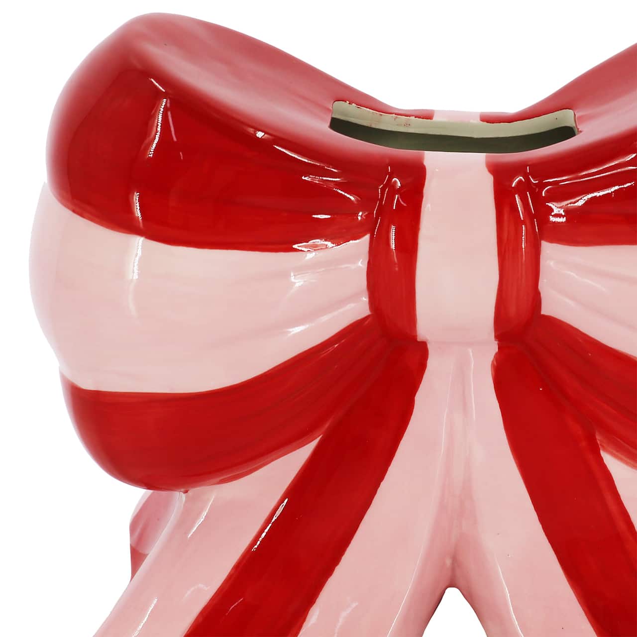 Red & Pink Stripe Bow Vase