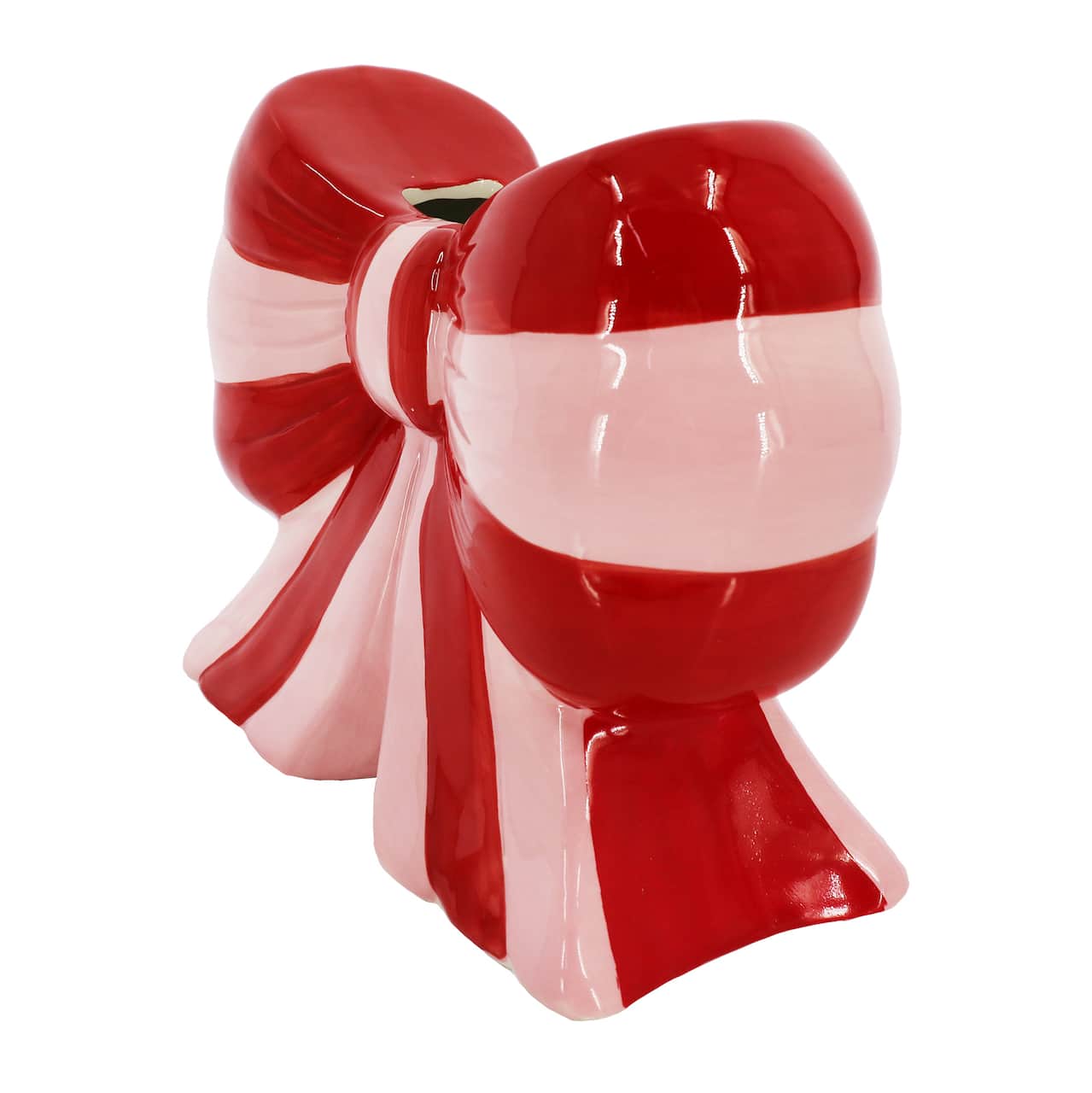 Red & Pink Stripe Bow Vase