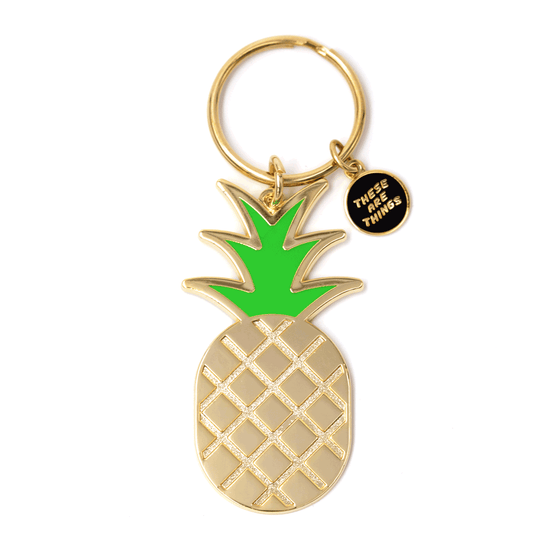 Pineapple Gold Enamel Keychain