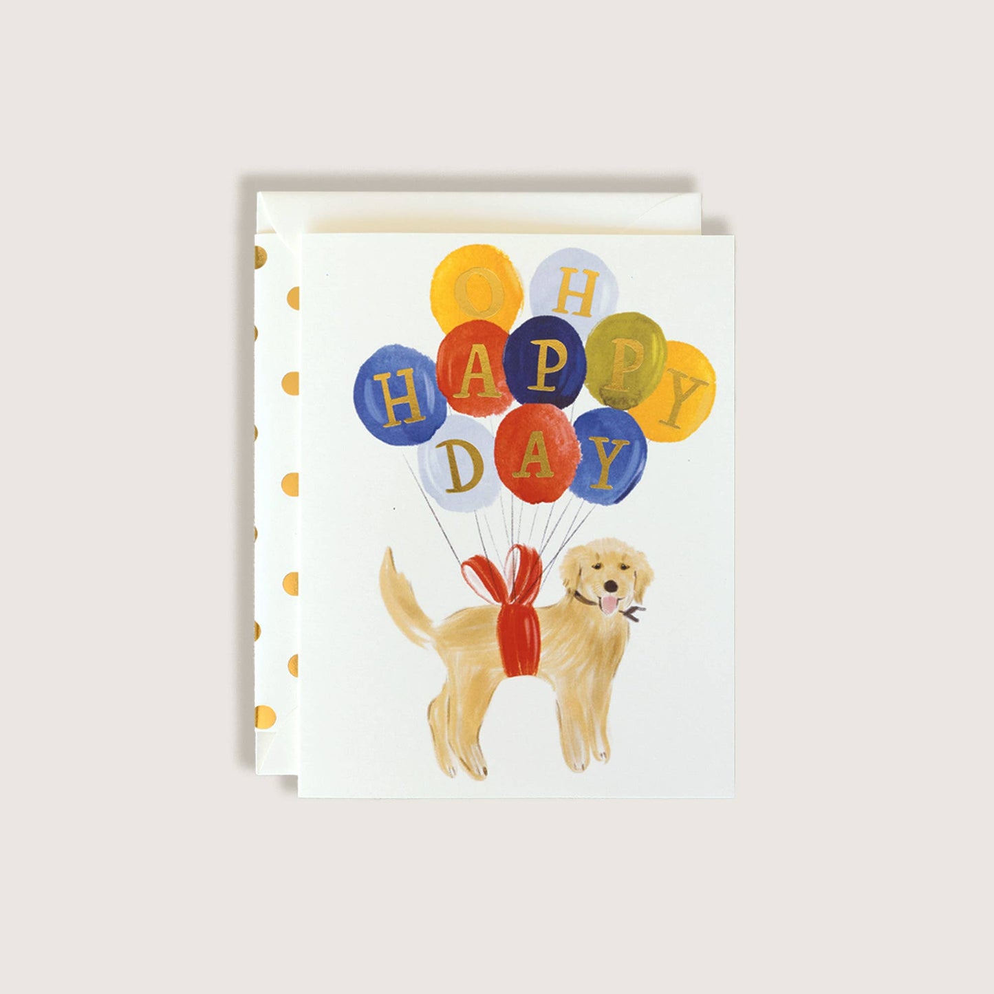 Happy Birthday Golden Retriever Dog with Balloons Card