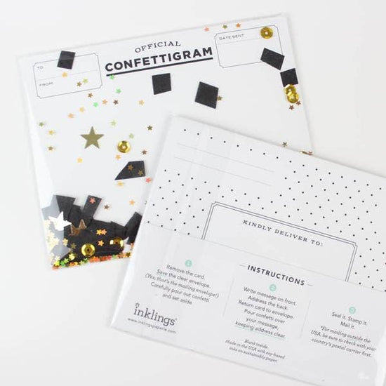 Confettigram - Black and Stars Graduation / Everyday Card