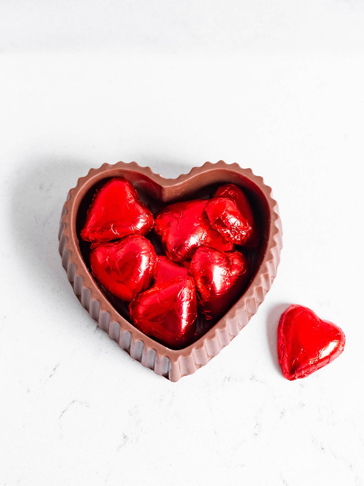 9oz Milk Chocolate Heart Box with Red Foiled Hearts