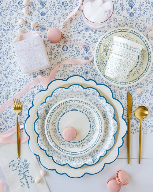 Pembroke Cream with Blue Edge 12" Paper Plates
