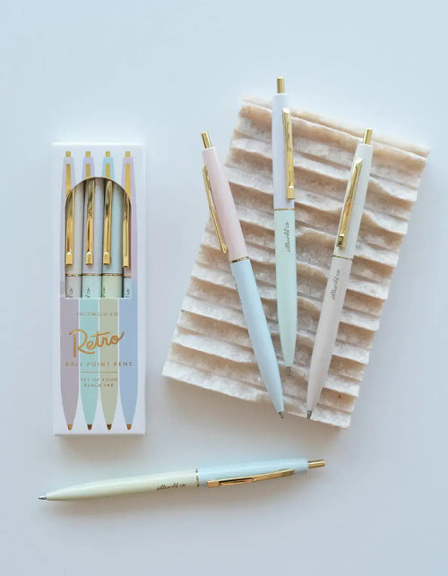 Retro Pen Set of Four - Pastel Rainbow