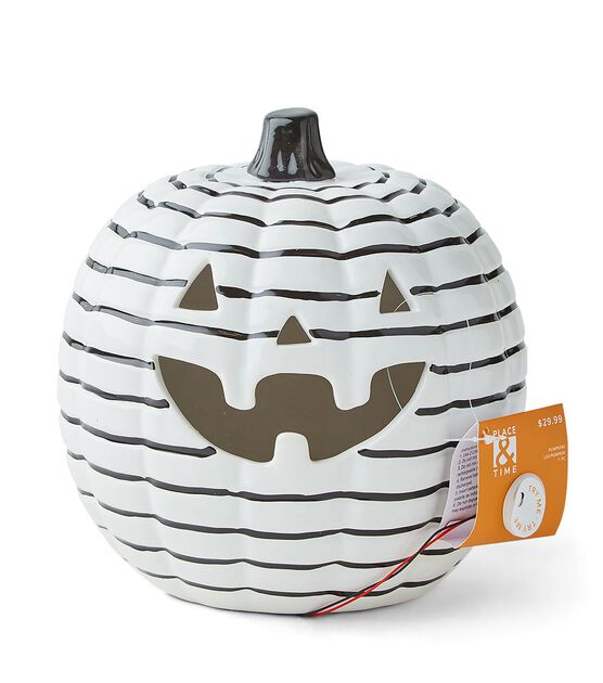 White Stripe Ceramic Jack O' Lantern