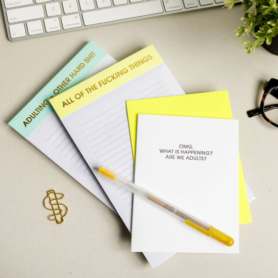 All Of The Fucking Things - Lined Notepad - Perforated Sheets - Bright Yellow