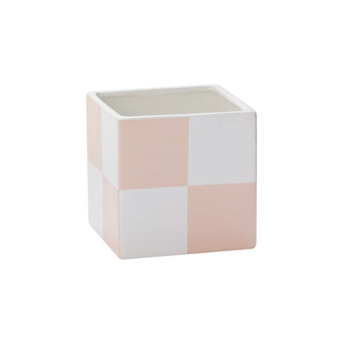 Urban Square Planter Vase - Large Checkered