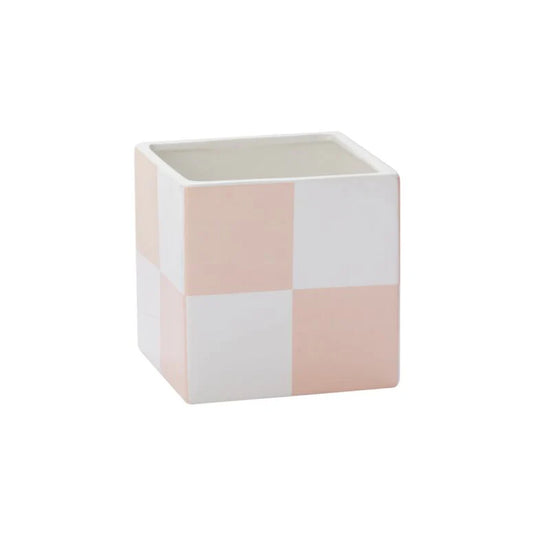 Urban Square Planter Vase - Small Checkered