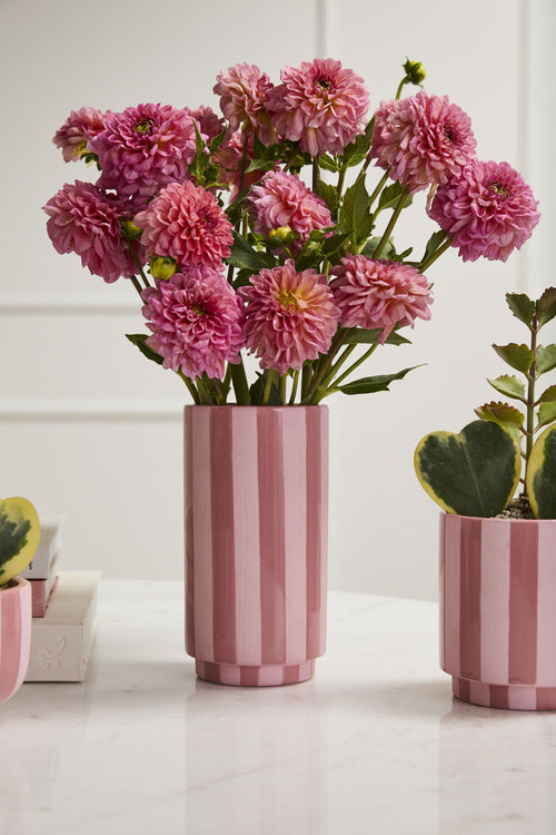 Pink Striped Planter