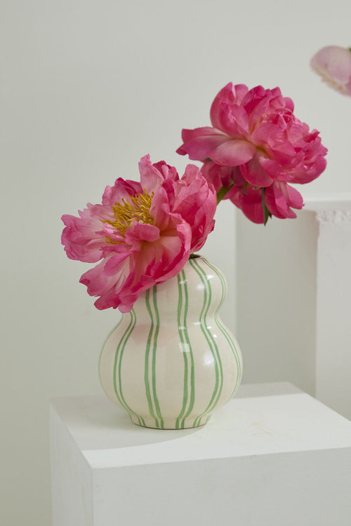 Watercolor Stripe Hourglass Vase