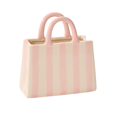 Pink Stripe Handbag Vase