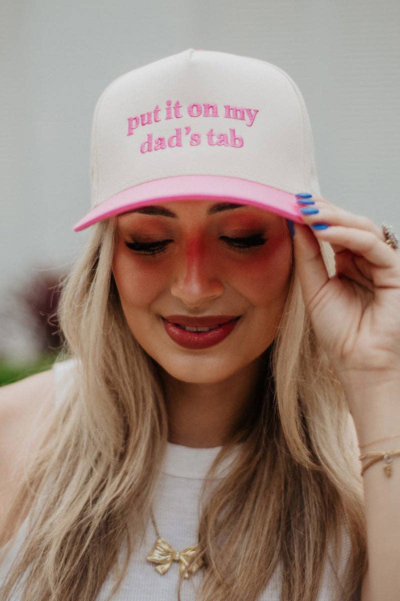 Put It On My Dad's Tab Vintage Style Hat - Pink