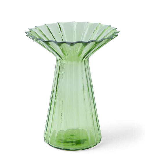 Green Fluted Glass Vase
