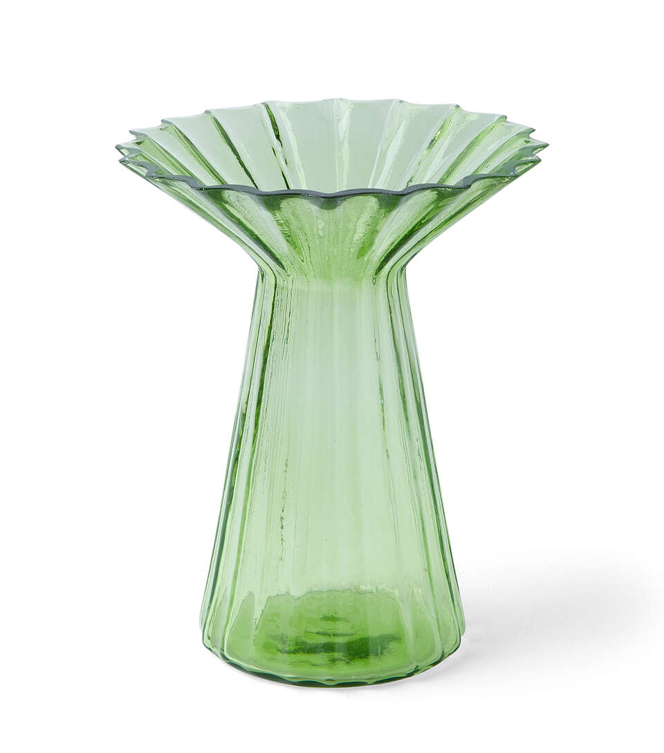Green Fluted Glass Vase
