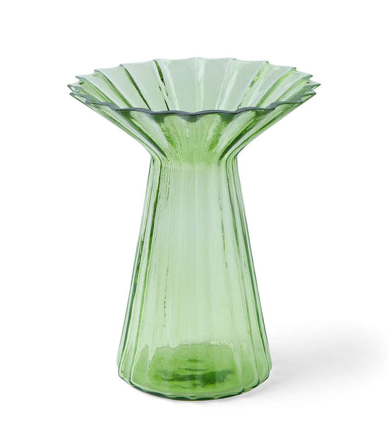 Green Fluted Glass Vase