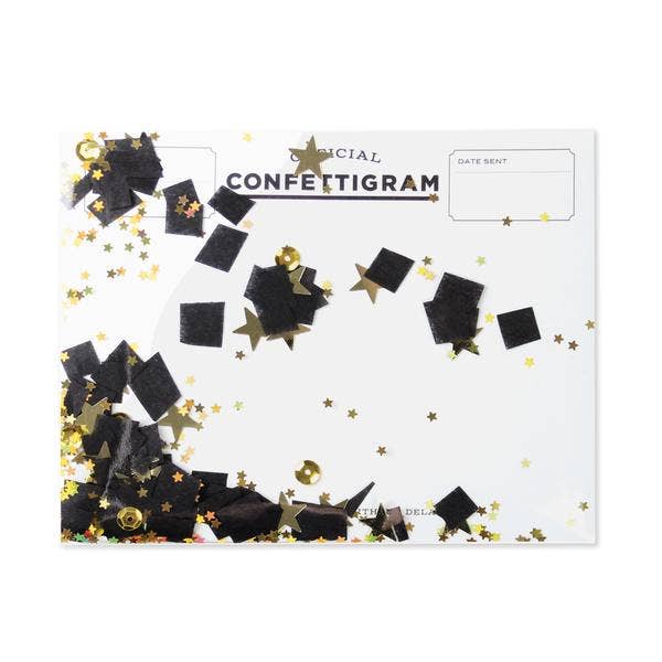 Confettigram - Black and Stars Graduation / Everyday Card