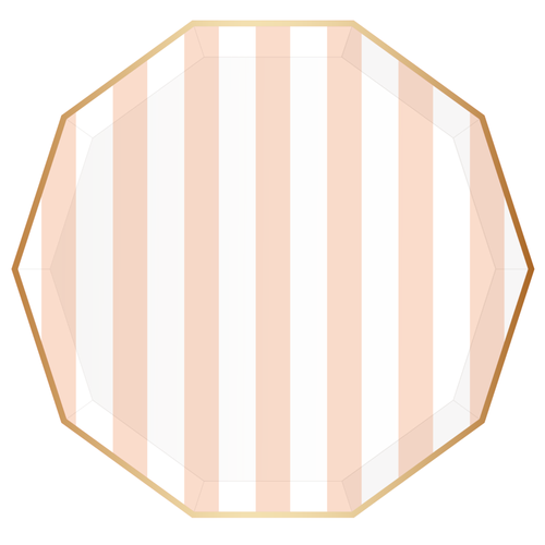 Peach Cabana Stripe Plates - 8 ct.