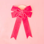 Holiday Velvet Bow - Pink (Wine Bottle)