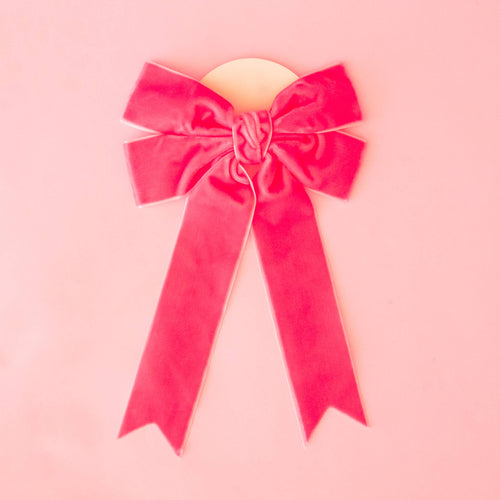 Holiday Velvet Bow - Pink (Wine Bottle)