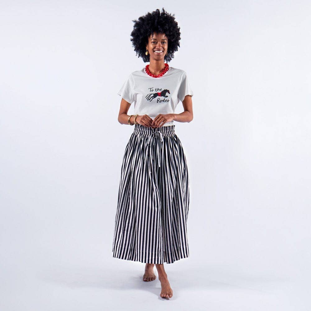 Keaton Stripe Skirt: Black + White