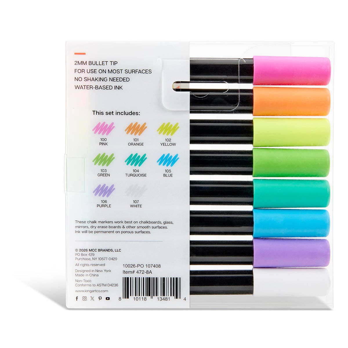 Chalk Markers – Neon Palette, 8 Colors