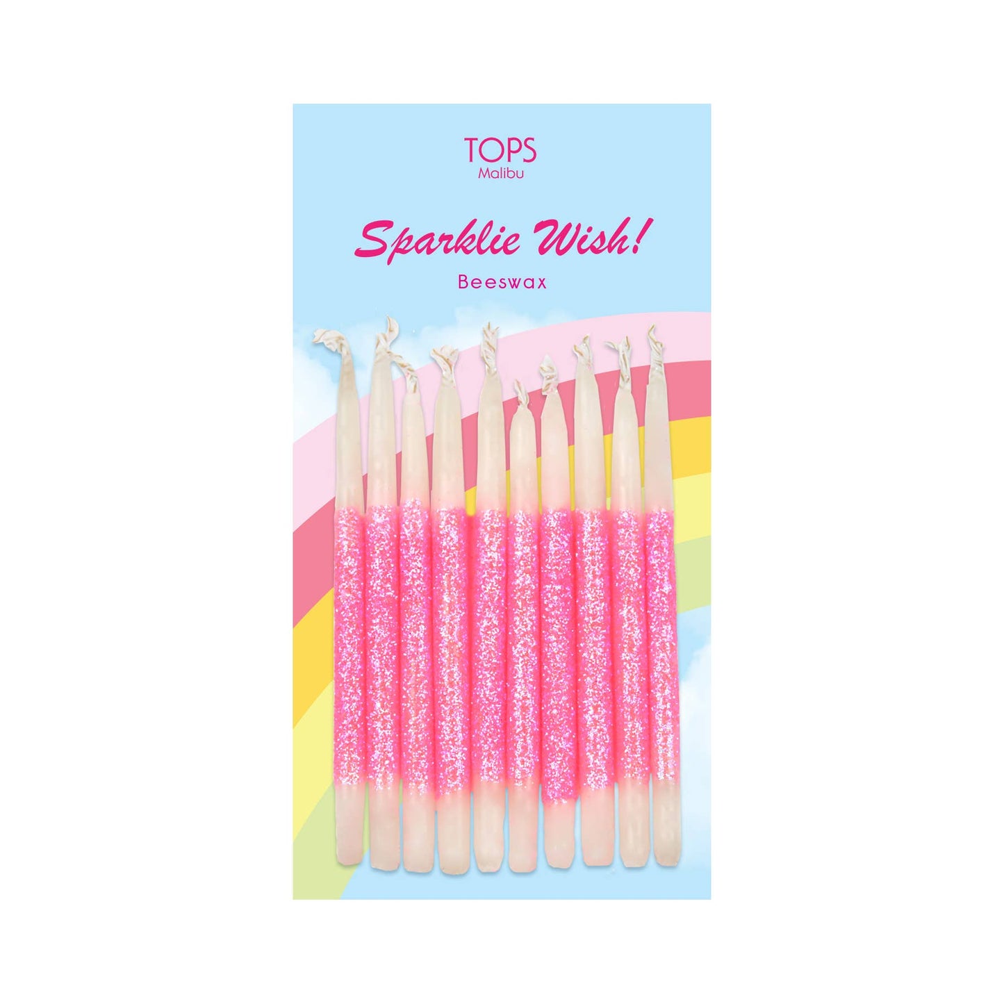 Pink Sparklie Wish 3" Glitter Beeswax Candles - Set of 10