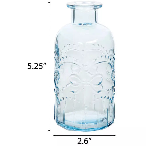 Bows Blue Glass Bud Vase