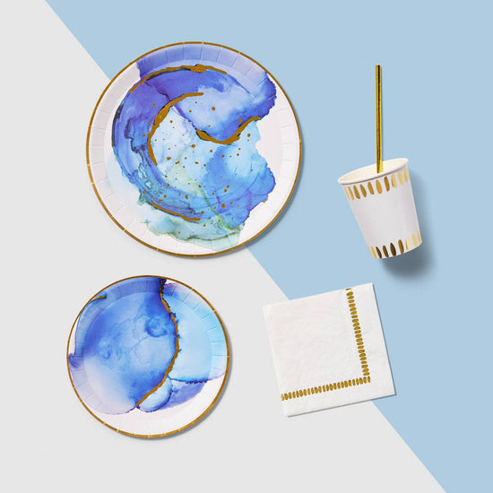 Ocean Watercolor Large Plates - 10 Ct.