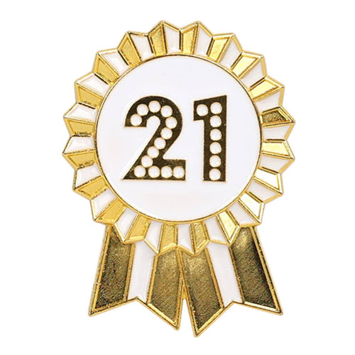 Gold Enamel Milestone Birthday Pin Badge