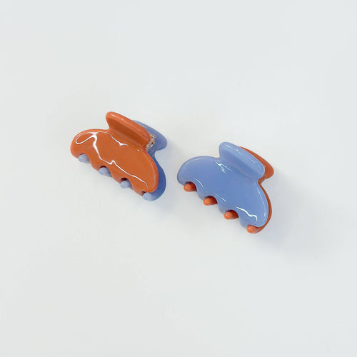 Periwinkle/Burnt Orange Jelly Hair Claws - Set of 2