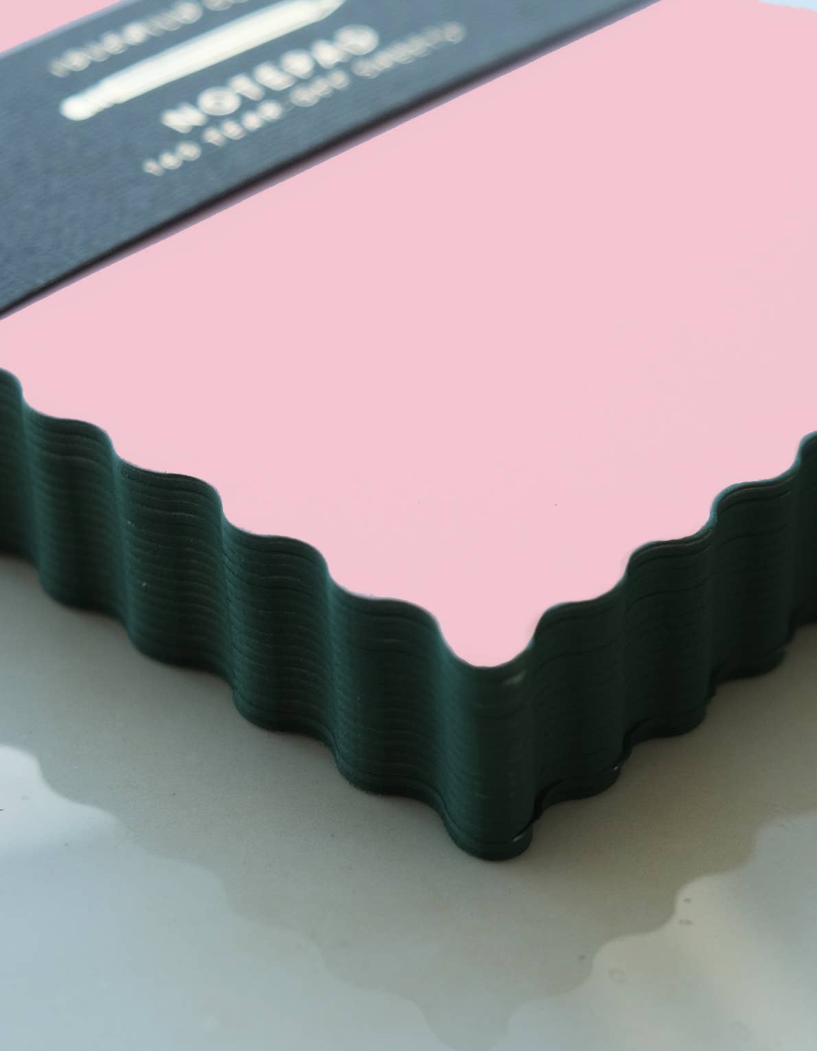 Mini Wave Shaped Notepad - Pink + Evergreen Edge