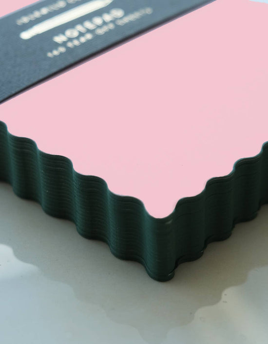 Mini Wave Shaped Notepad - Pink + Evergreen Edge
