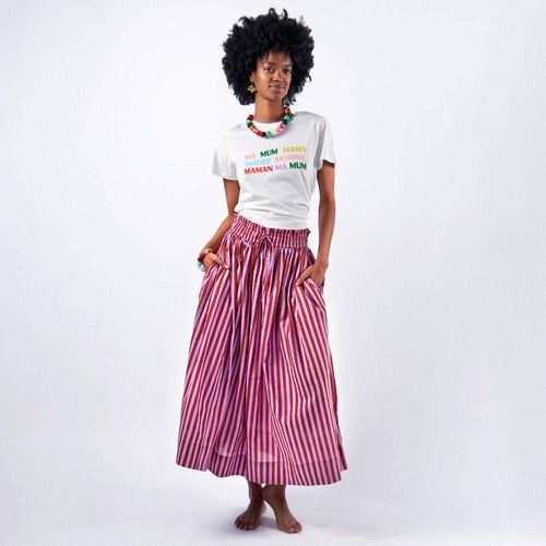 Keaton Stripe Skirt: Rust + Lilac