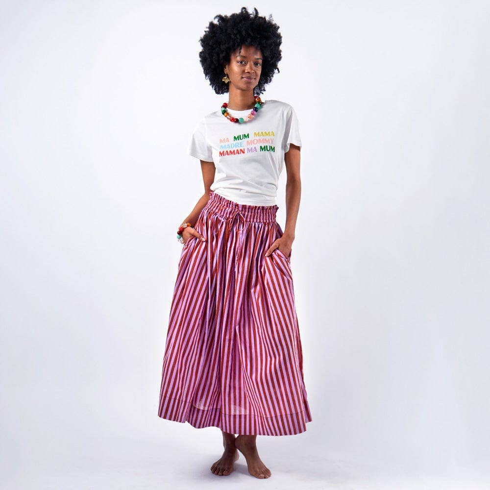 Keaton Stripe Skirt: Rust + Lilac