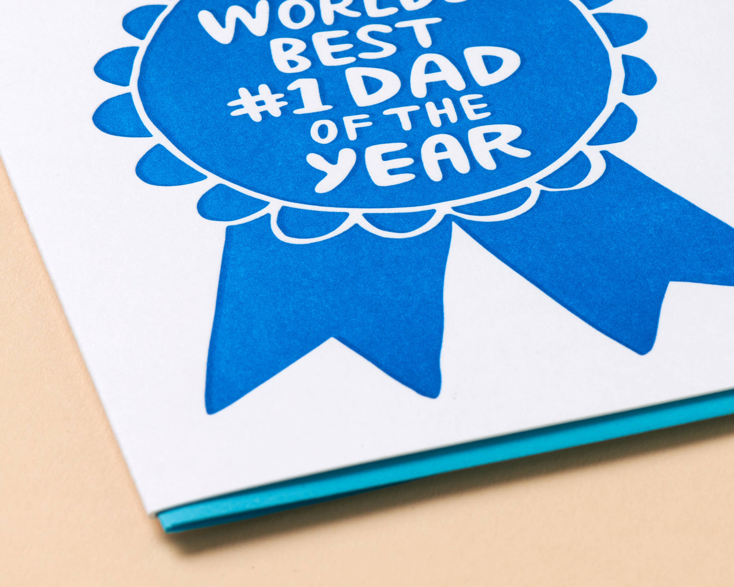 #1 Dad Ribbon Letterpress Greeting Card
