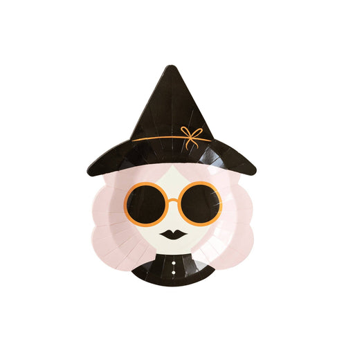 Pink Witch Shaped Paper Plates - 8 ct.
