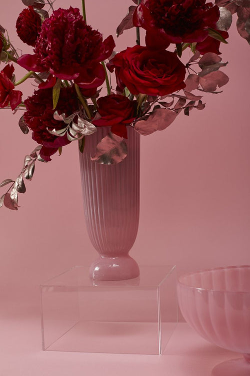 Pink Fluted Vase - Large