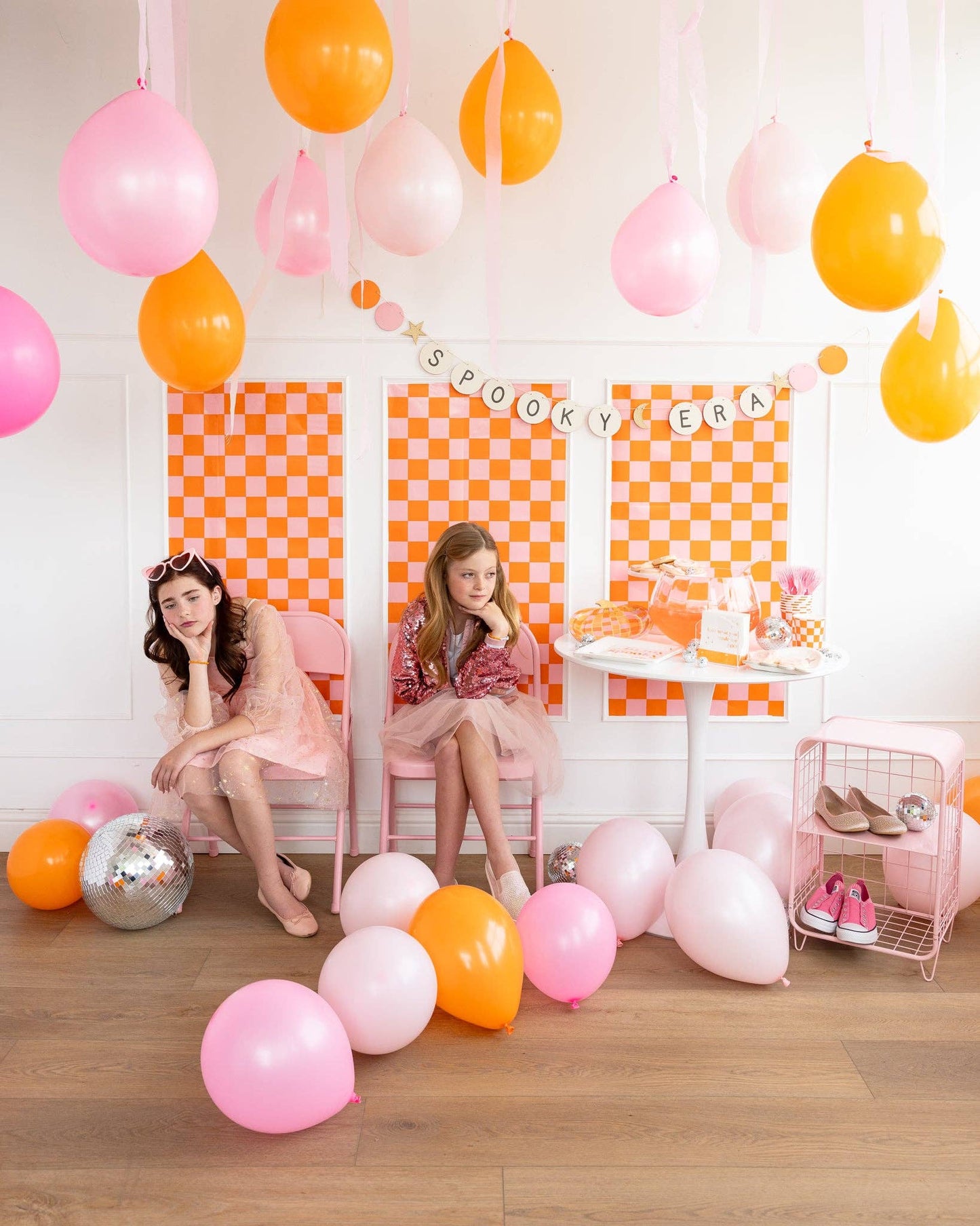 Pink & Orange Check Table Runner